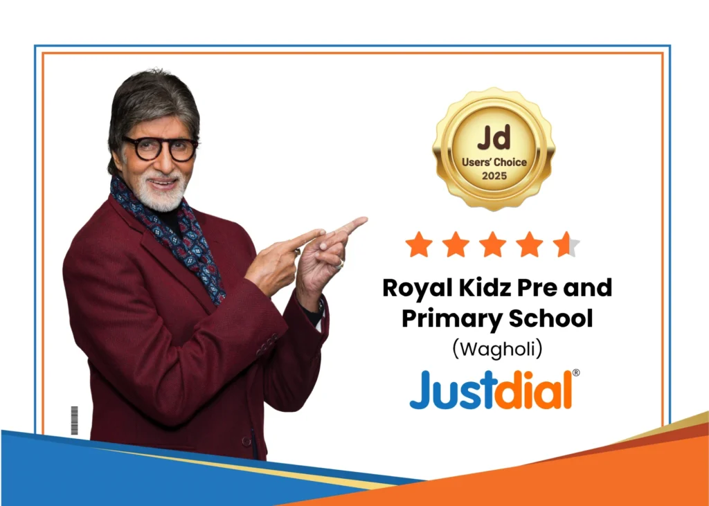 Justdial Users' Choice 2025 certificate for Royal Kidz Pre and Primary School, Wagholi