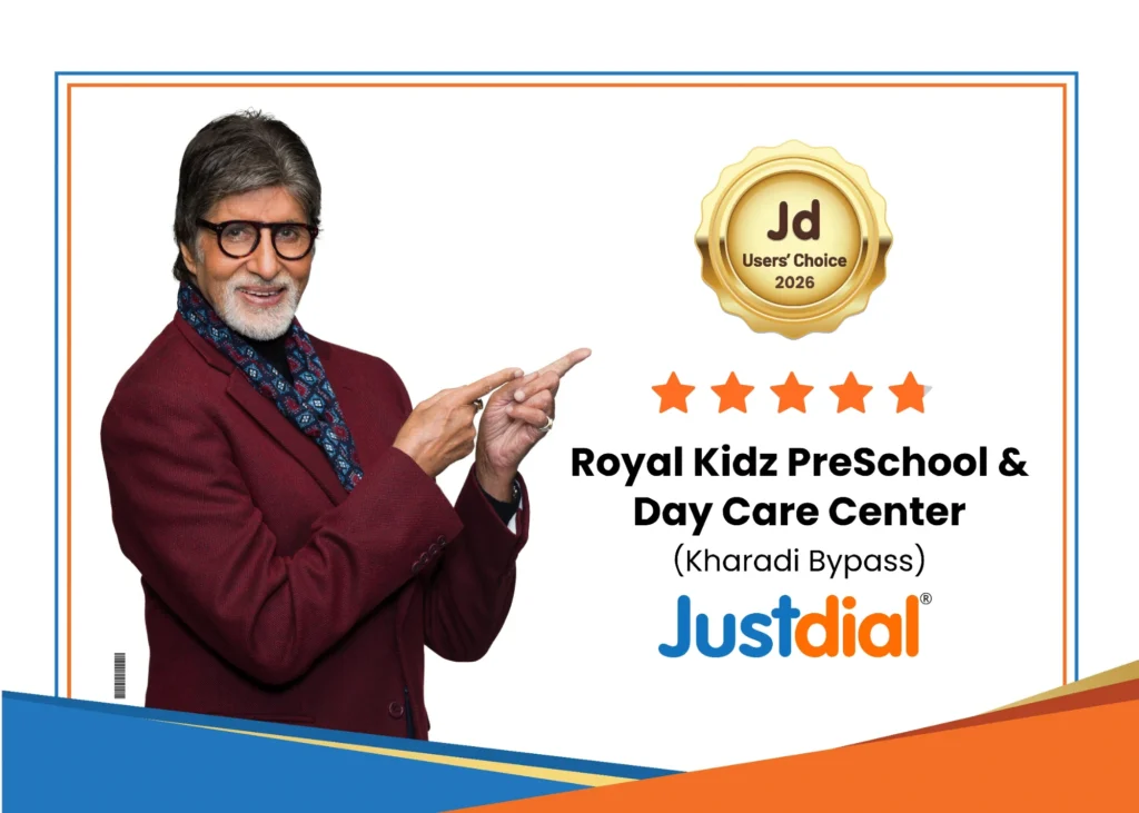 Justdial Users' Choice 2026 certificate for Royal Kidz PreSchool and Day Care Center, Kharadi Bypass